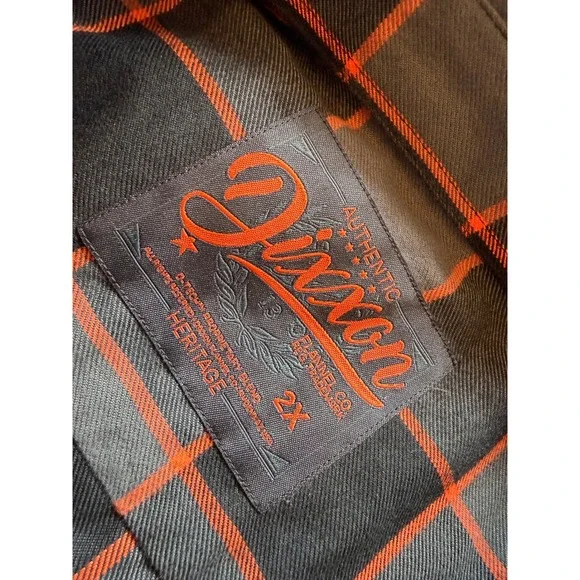Dixxon Flannel Heritage Shirt Mens 2X Black Orange Plaid XXL D-Tech Long Sleeve - Picture 2 of 12